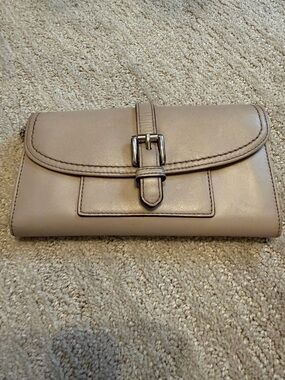 Coach Taupe Leather Clutch Wallet